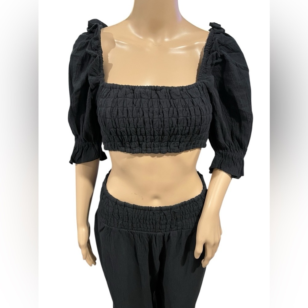 Free People Set Womens At Ease Crop Top & Pants Black Size XS - Picture 7 of 16